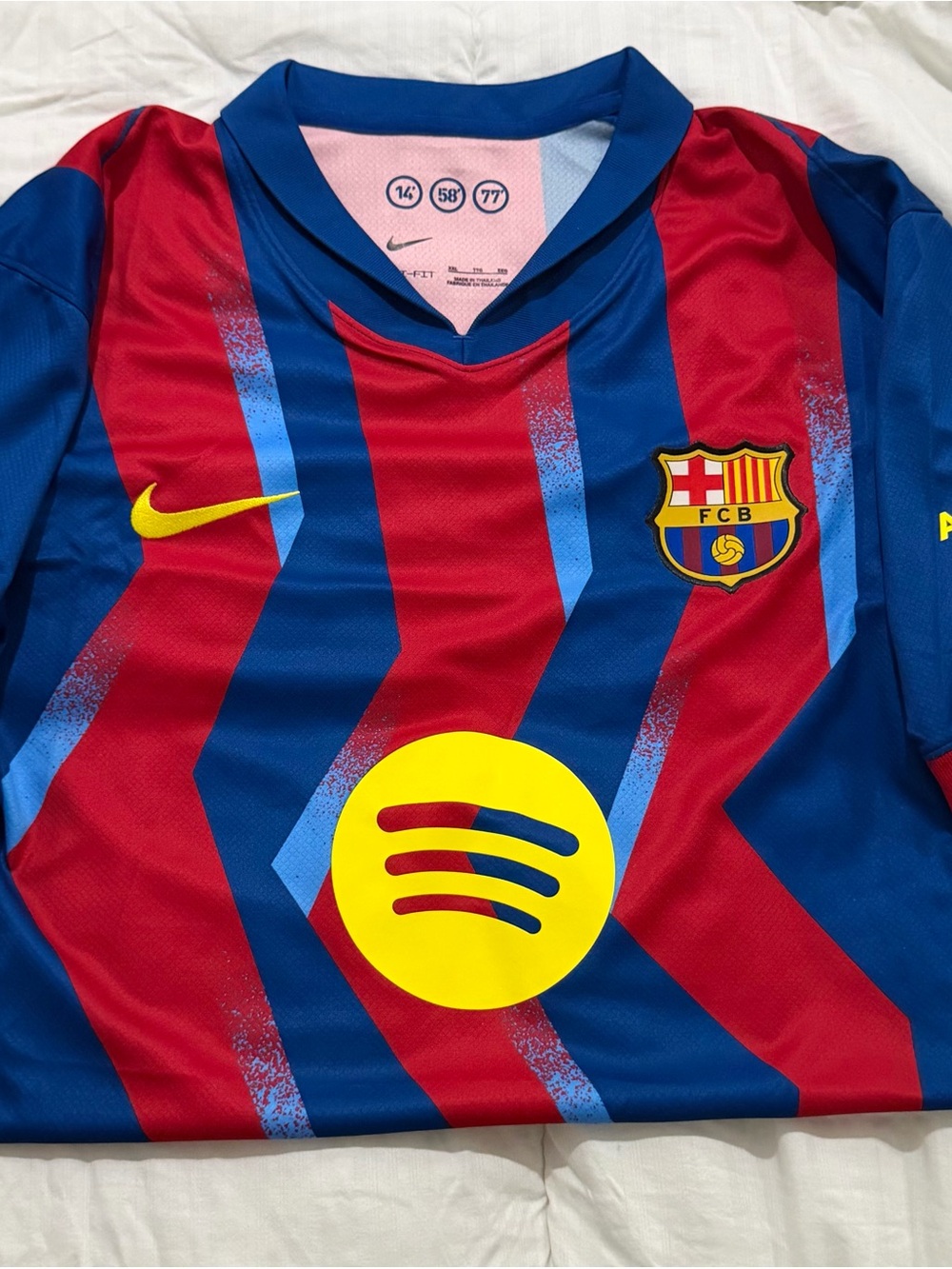 Nike Kids Blue & Red Barcelona Soccer Jersey with Yellow Accents